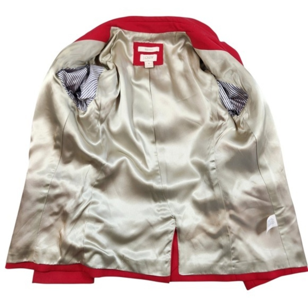 J.Crew Schoolboy Blazer Red Wool Blend Gold Crest Button Jacket Women's Size 0 - Picture 3 of 11